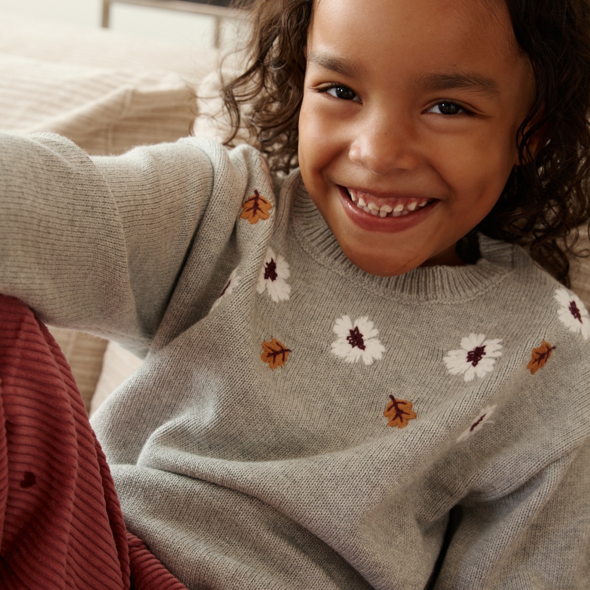 Pull enfant en tricot Aimée gris, PETIT BEGUIN