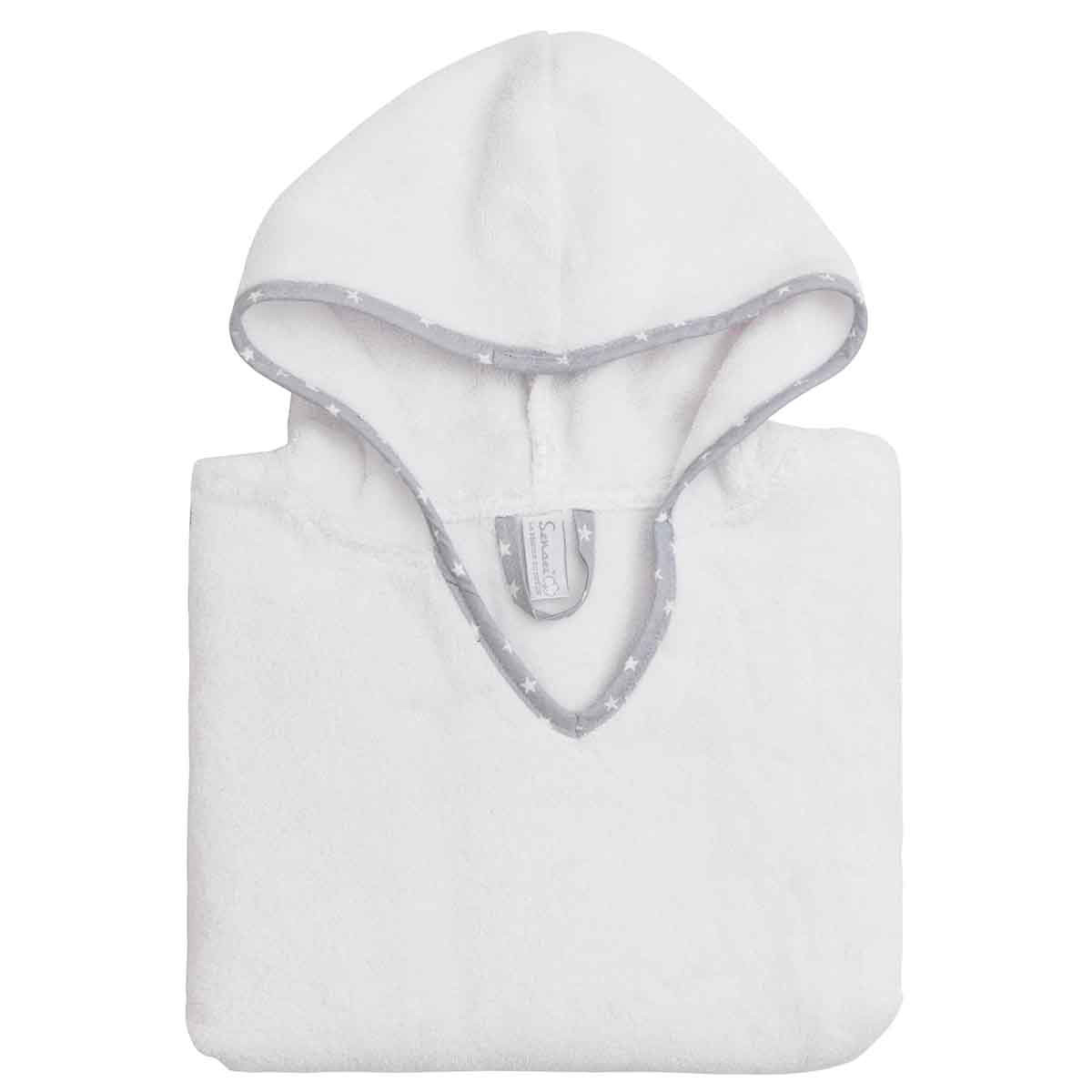 Poncho de bain enfant en coton peigné Zéro Twist BABY SOFT OURS blanc, SENSEI MAISON