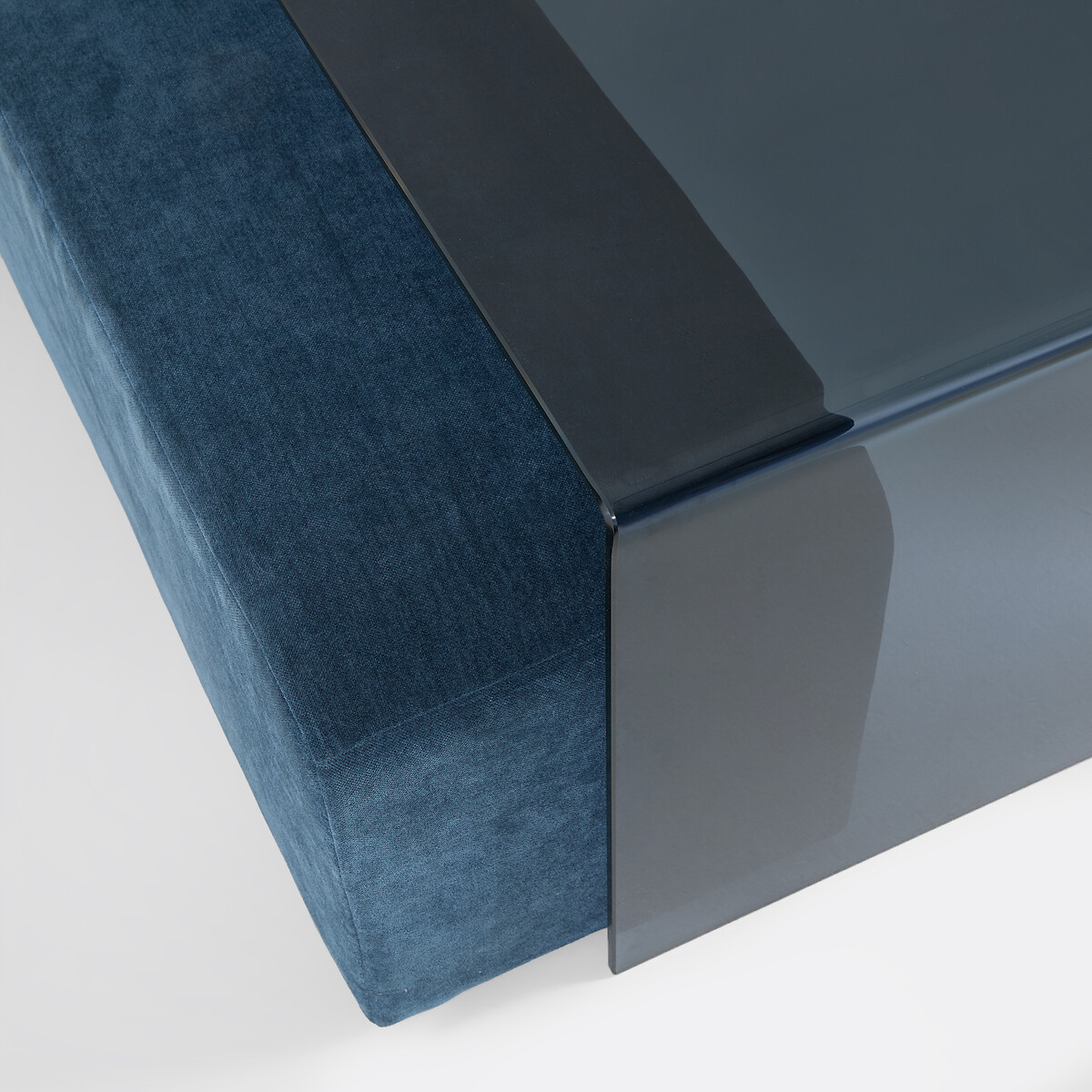 Table basse, plateau en verre trempé, et ses 2 bancs, JOAN bleu, LA REDOUTE INTERIEURS