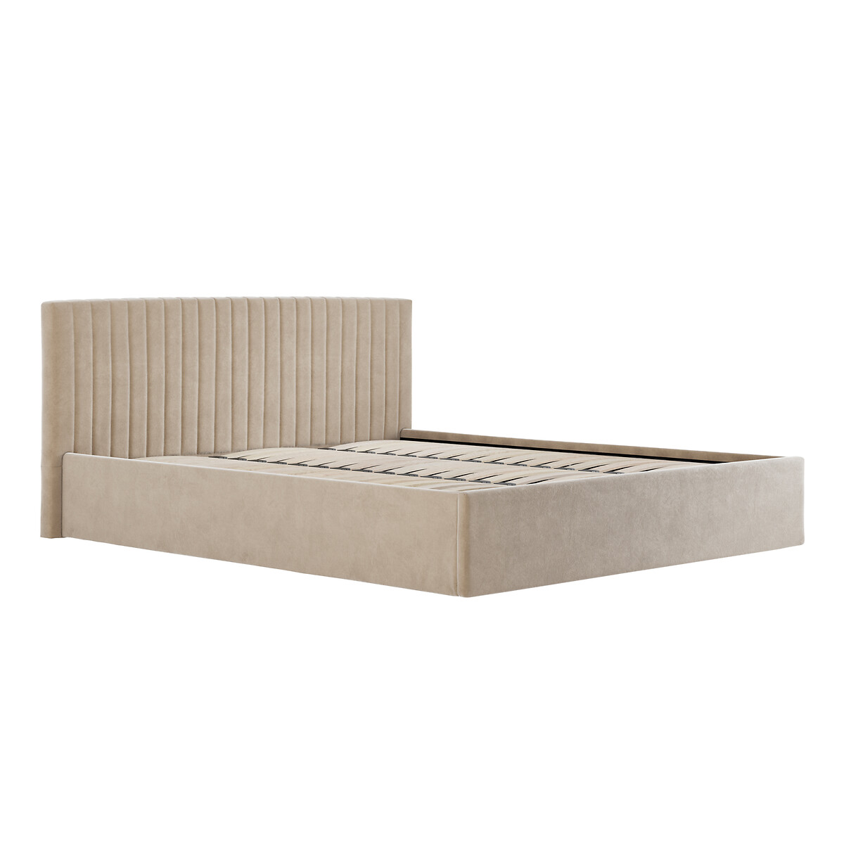 Luciana Velvet Ottoman Storage Bed with Fluted Headboard beige, ÉDITÉ