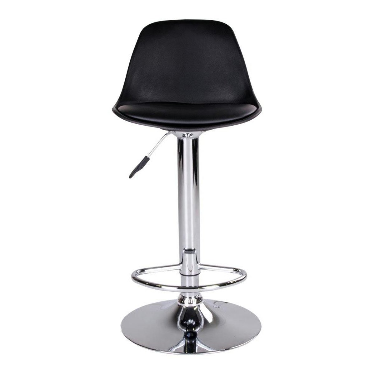 Chaise de bar moderne pivotante, pied chromé (lot de 2) noir, PIER IMPORT