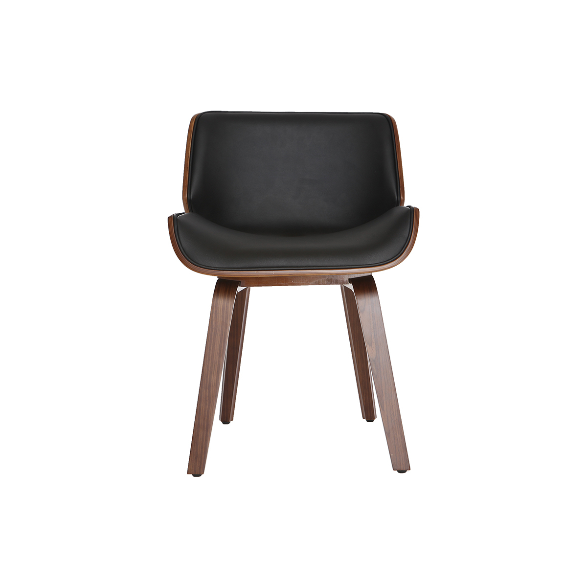 Chaise design pieds bois RUBBENS noyer / noir, MILIBOO