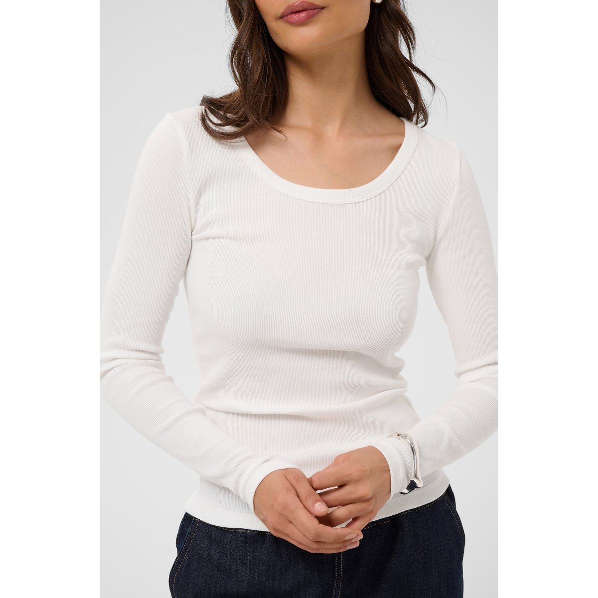 T-shirt à manches longues blanc chalk, KAFFE