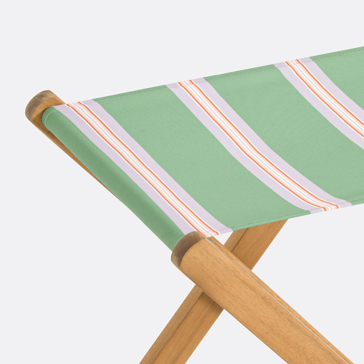 Taburete de productor, en acacia y lona, plegable, Veniza rayas verde, LA REDOUTE INTERIEURS