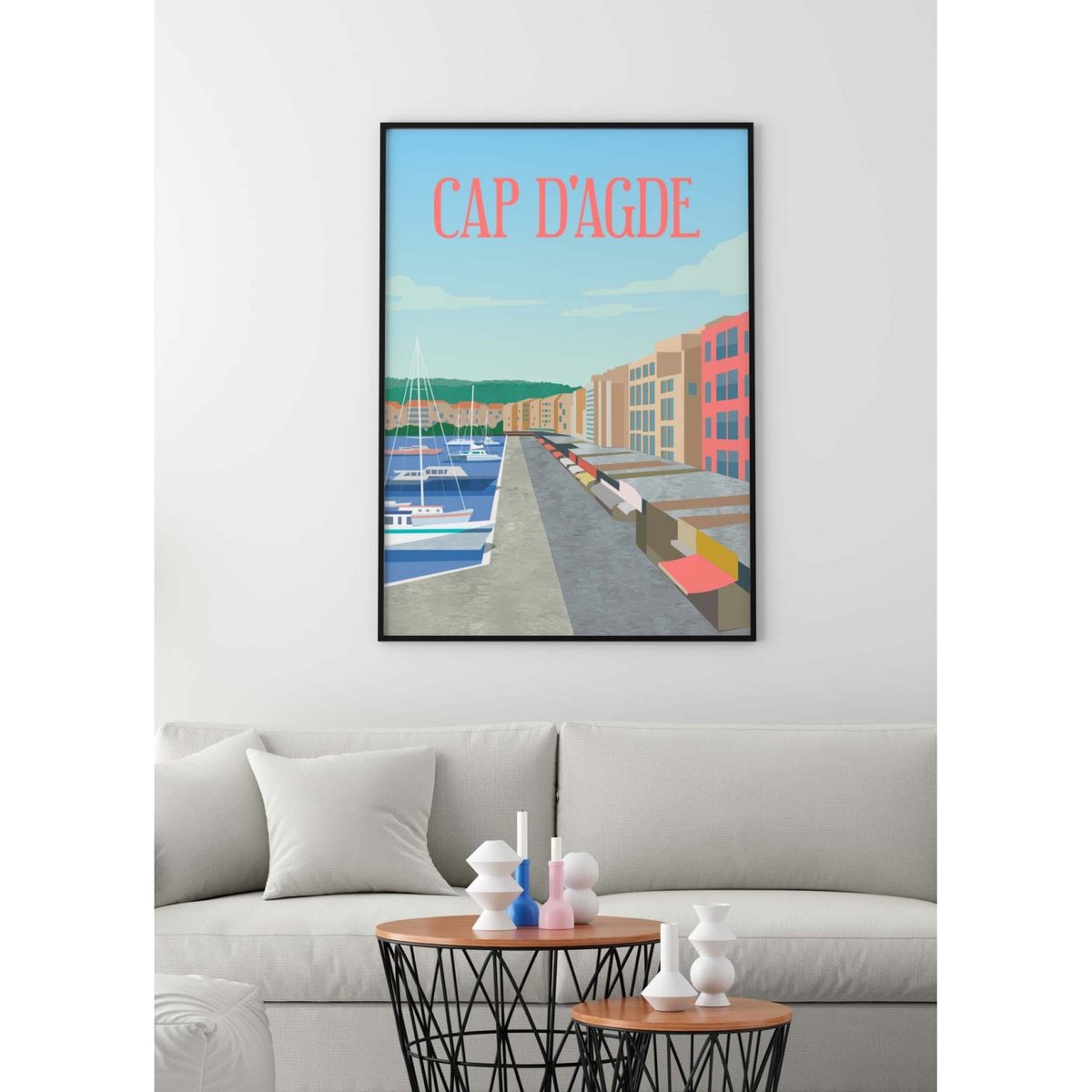 Affiche ville Cap d'Agde blanc, L'AFFICHERIE