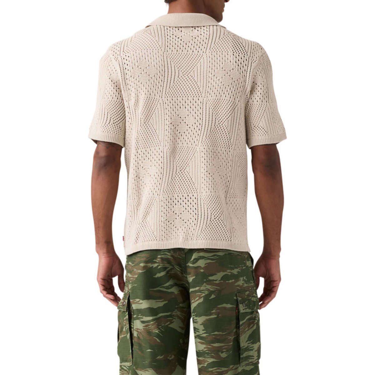 Polo en coton beige à coupe droite pourvu d'un col à revers côtelé beige, LEVI'S