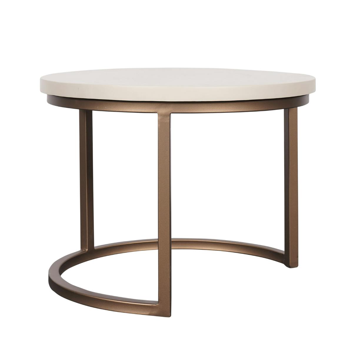 Table basse gigogne bois sable pied bronze (lot de 3) CORTINA beige, PIER IMPORT