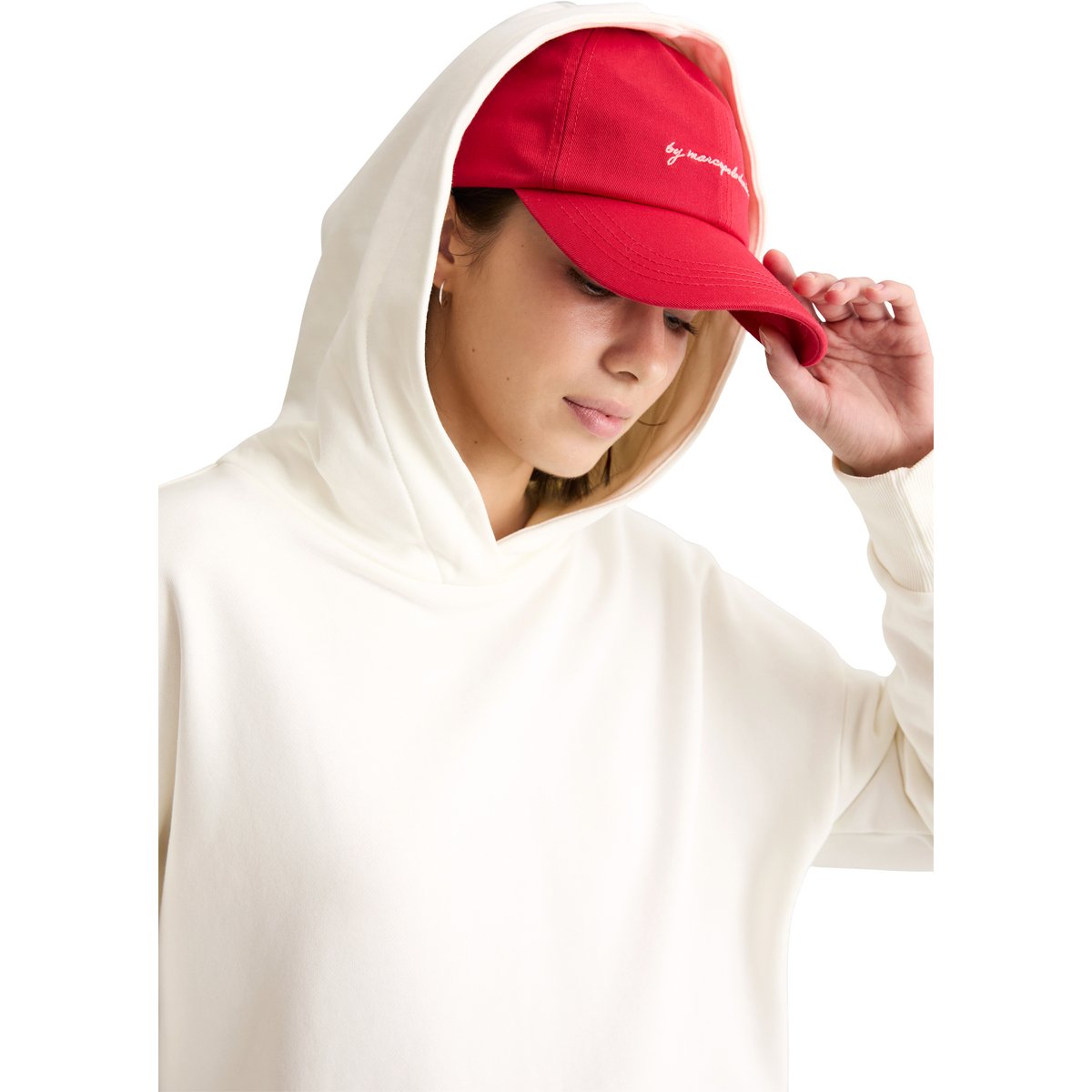 Sweat à capuche coupe classique avec intérieur douillet blanc naturel, MARC O’POLO DENIM