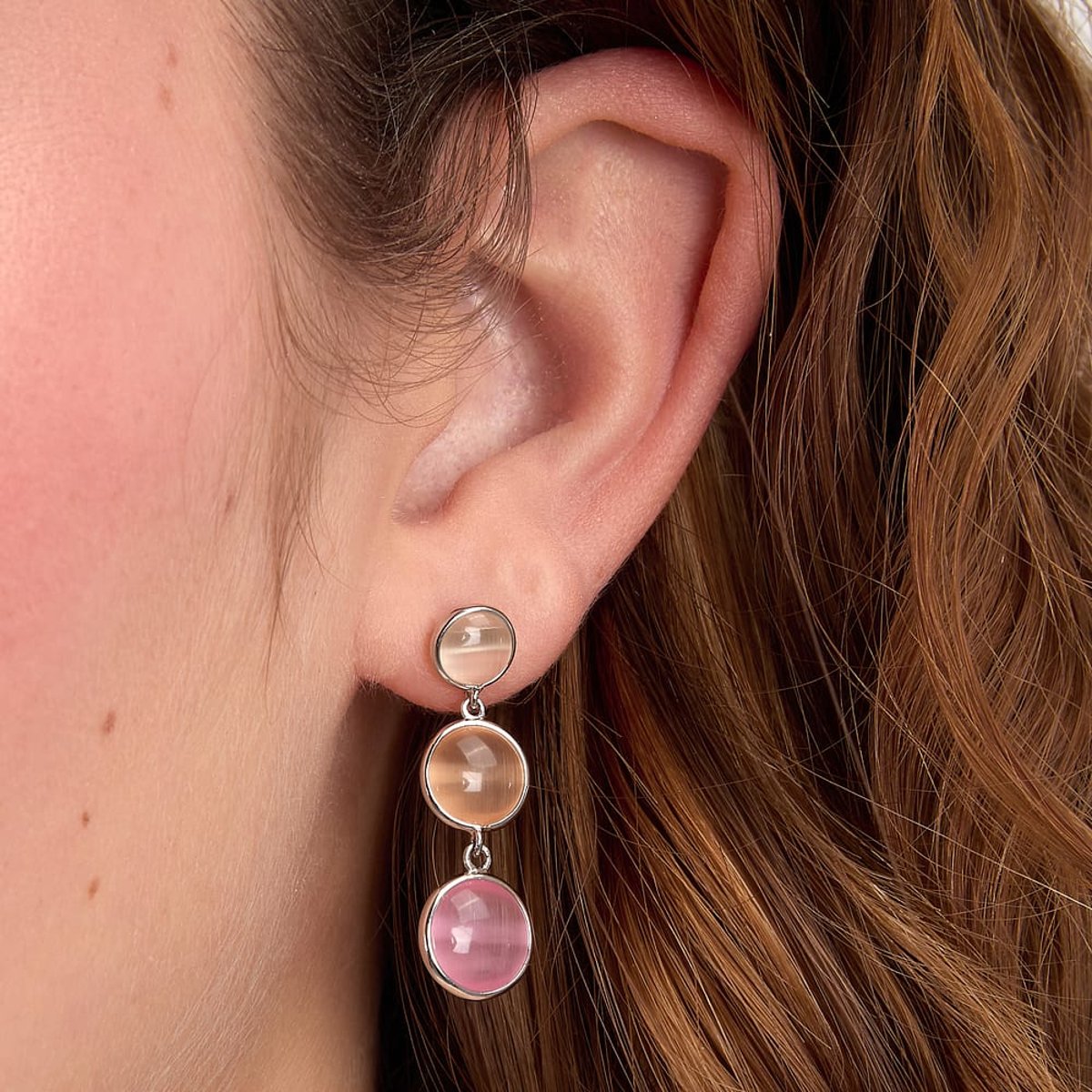 Boucles d'oreilles en Pierre œil De Chat/recycled Silver 925/1000/tiger Eye Stone et Pierre œil de chat argent, MORELLATO