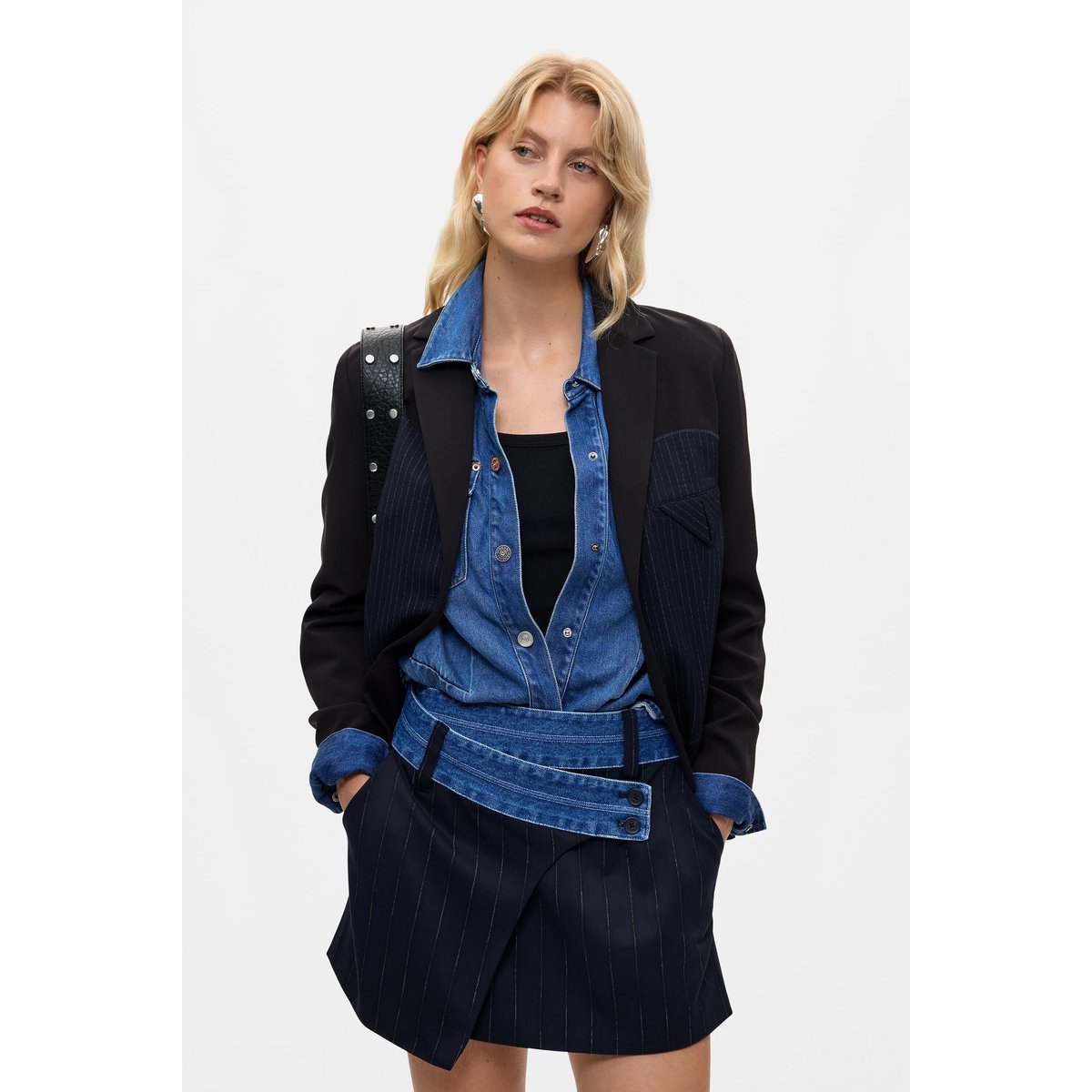 Jupe courte combinée bleu, DESIGUAL