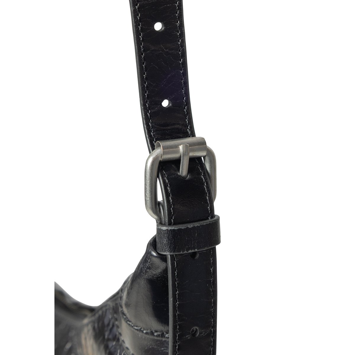 Sac à main demi-lune cuir glacé M ALLANE noir, IKKS
