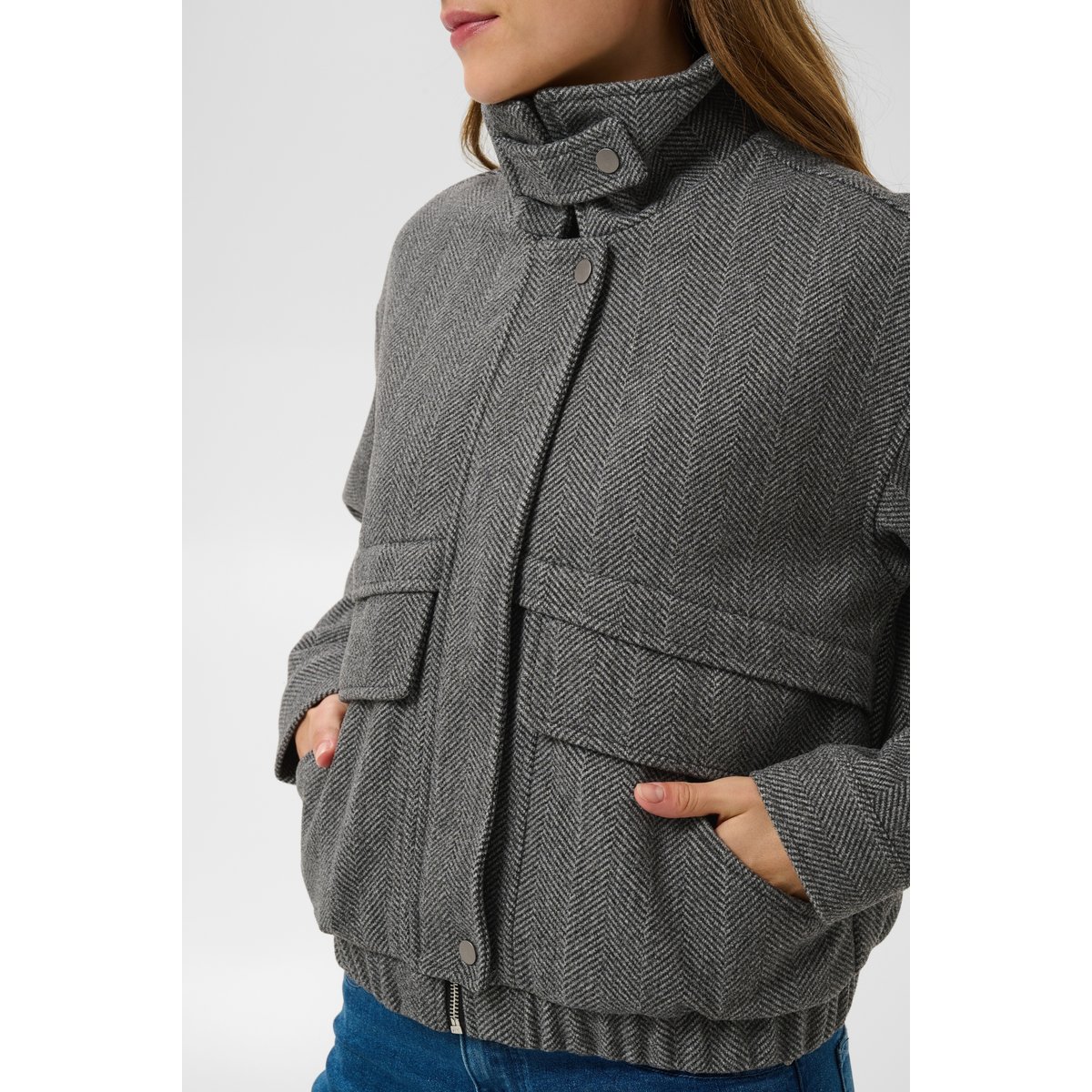 Manteau gris grey herringbone, KAFFE