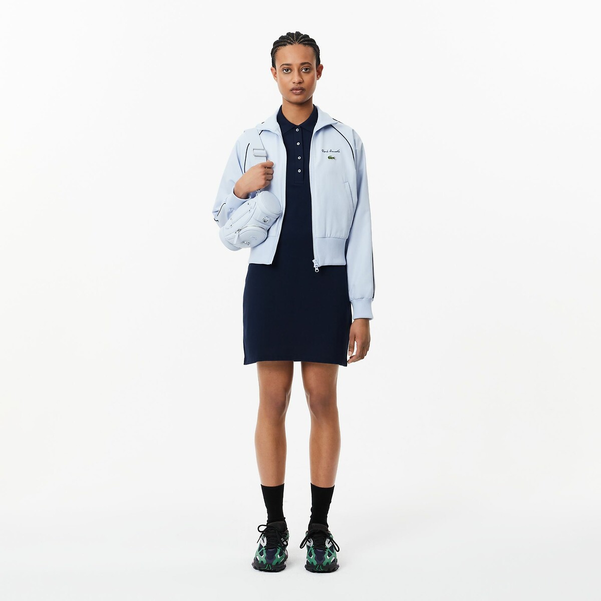 Mini Shift Dress with Short Sleeves navy blue, LACOSTE