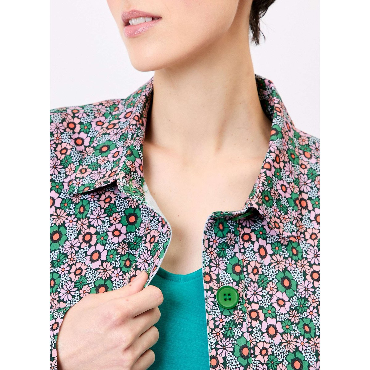 Veste courte coton stretch ALINE vert poppy, PRINCESSE NOMADE