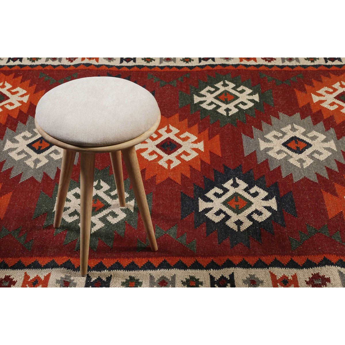 Tapis en laine, tissé main, oriental , BLANCARD rouge, WECON HOME