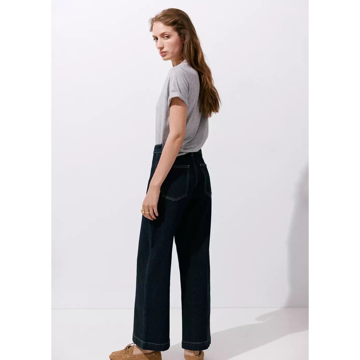 Jean style jupe-culotte Catherin taille haute bleu, MANGO