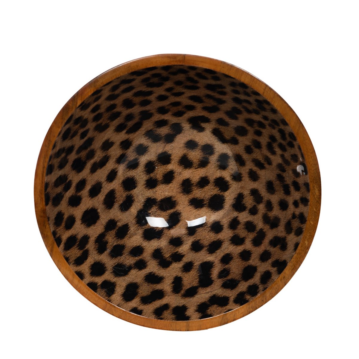 Saladier Léopard en manguier 30 cm marron, TABLE PASSION