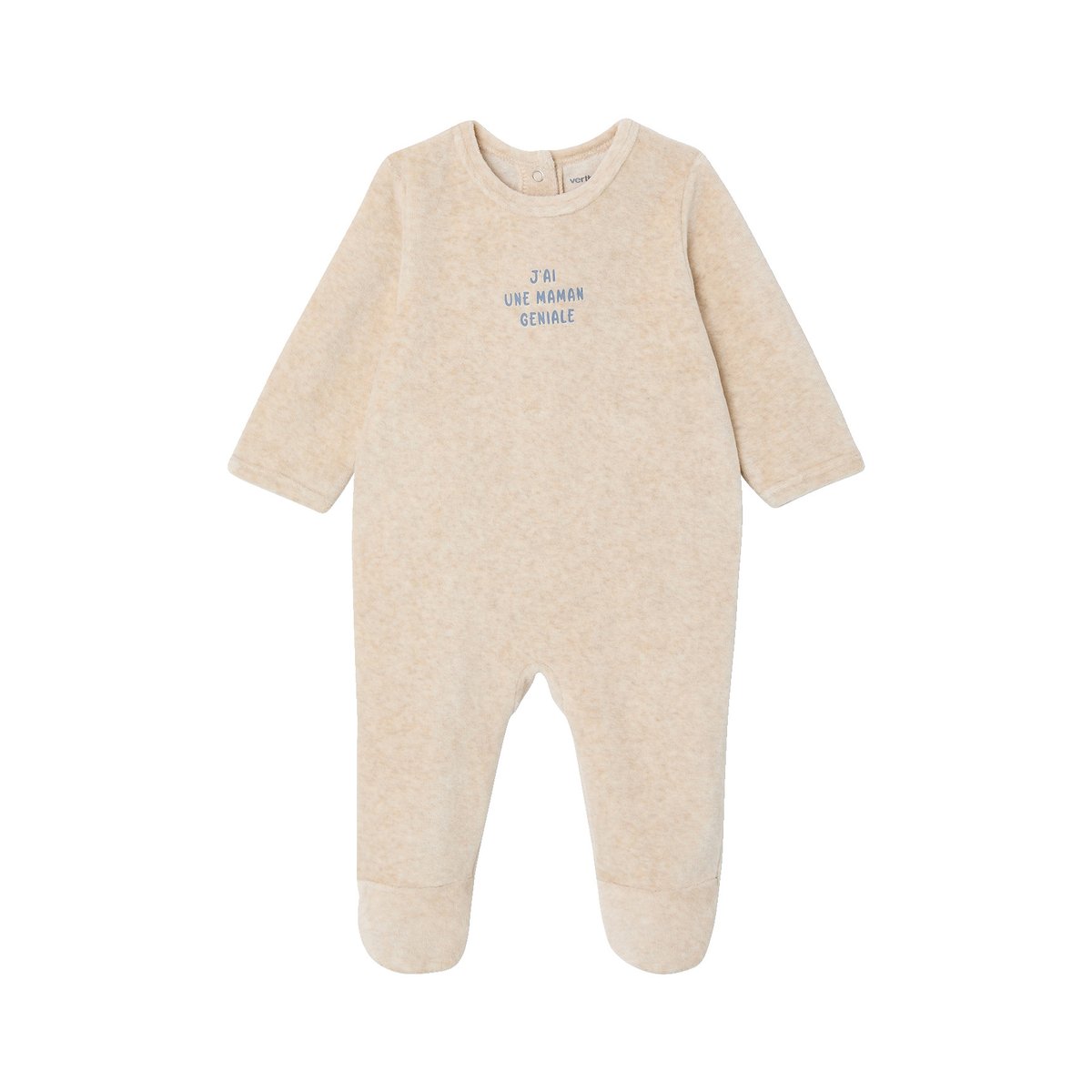 Coffret 2 pyjamas bébé en velours bleu glacier, VERTBAUDET