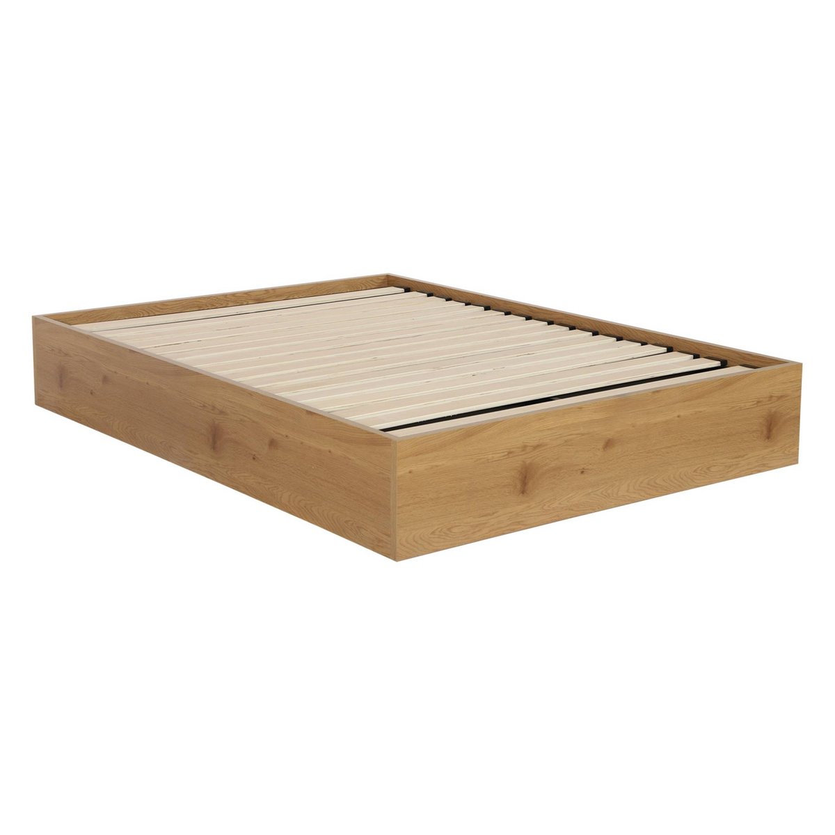 Lit coffre sommier à lattes 140x190cm décor bois LIFT chêne, SWEEEK