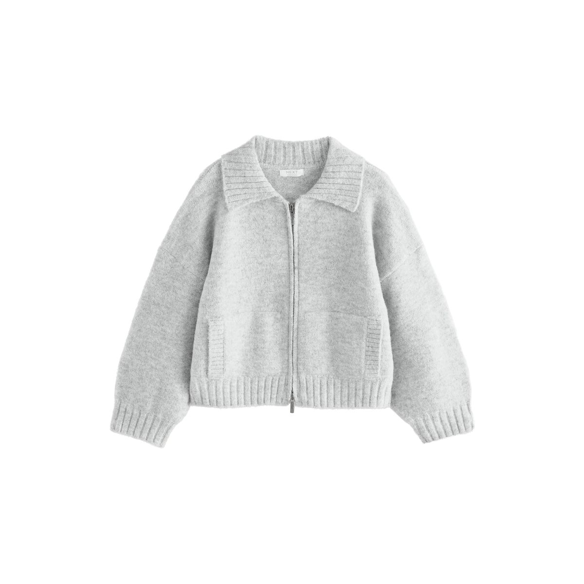 Sweat à capuche zippé en maille gris, NEXT
