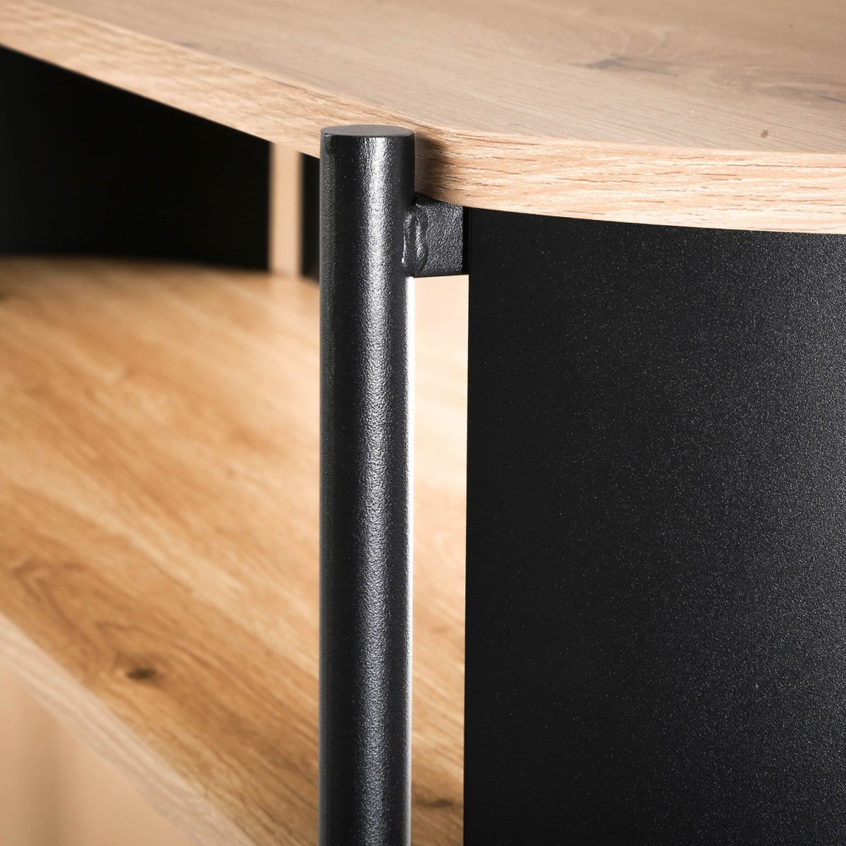 Console 3 niveaux avec flancs en métal bois clair, CALICOSY