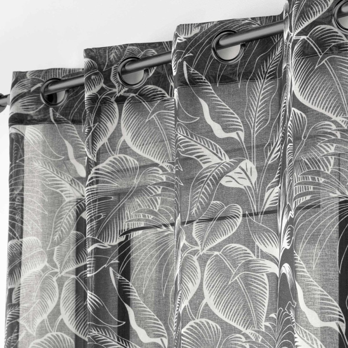 Voilage à œillets 140x240 Imprimé Cabana Noir noir, DECORATIE