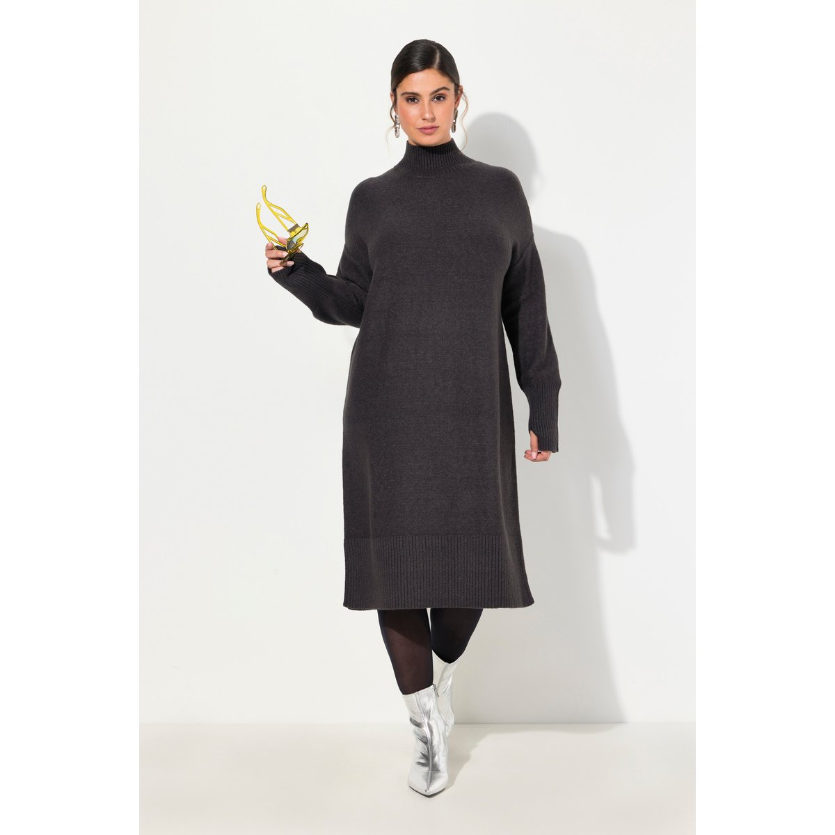 Robe en maille envers chiné anthracite, ULLA POPKEN