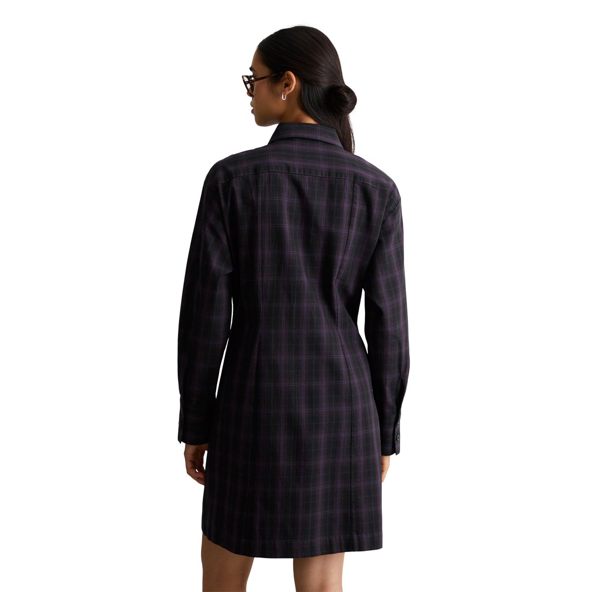 Robe ajustée en coton à carreaux avec effet drapé noir, MARC O’POLO DENIM