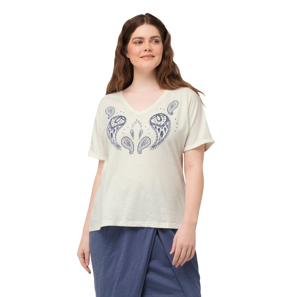 T-shirt à imprimé floqué blanc cassé, ULLA POPKEN