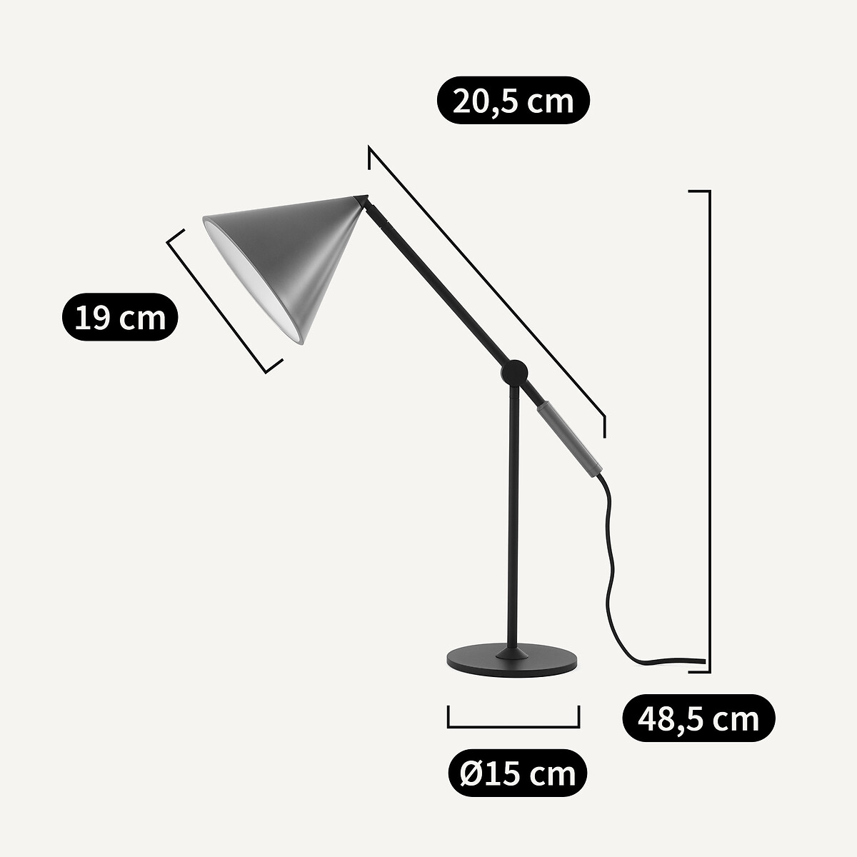 Lampe de bureau articulée, Moke noir, AM.PM