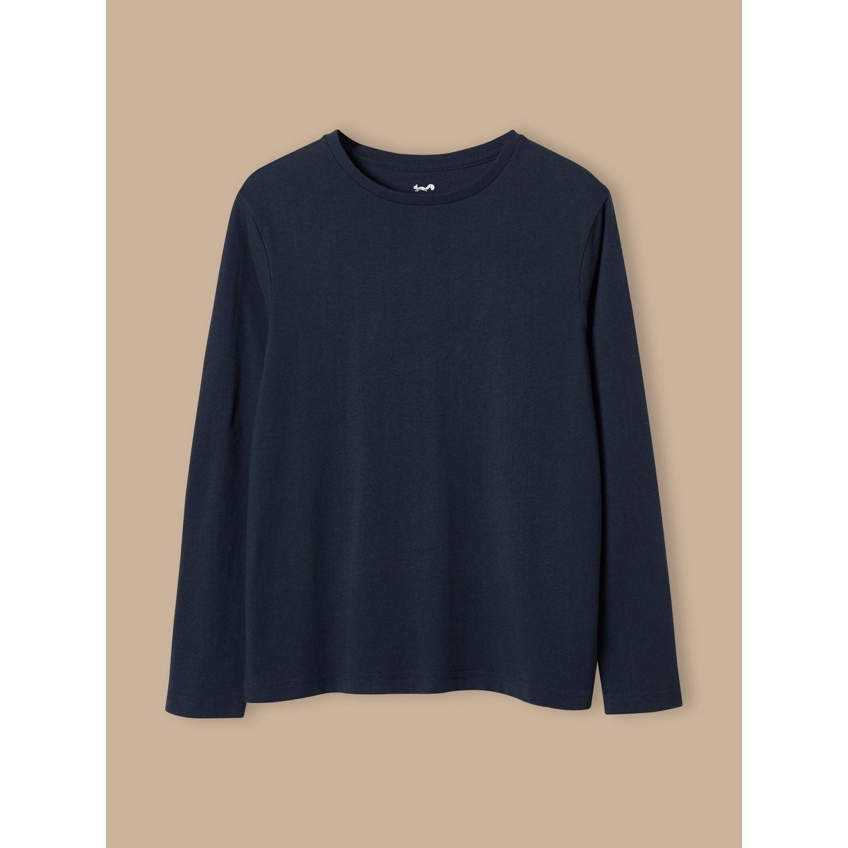 T-shirt manches longues bleu fonce uni avec, CYRILLUS