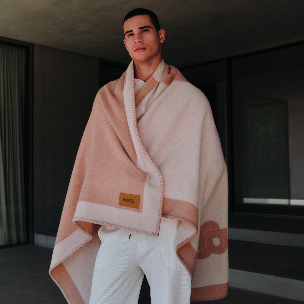 Plaid en laine beige, SIGNATURE beige, BOSS HOME