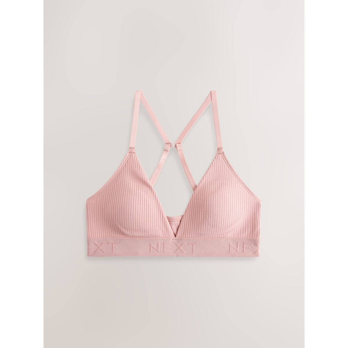 Brassière côtelée en coton à logo, lot de 3 noir/gris/rose, NEXT