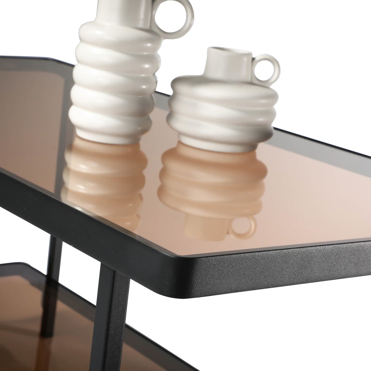 Table basse en métal noir et verre fumé ORA noir, CALICOSY
