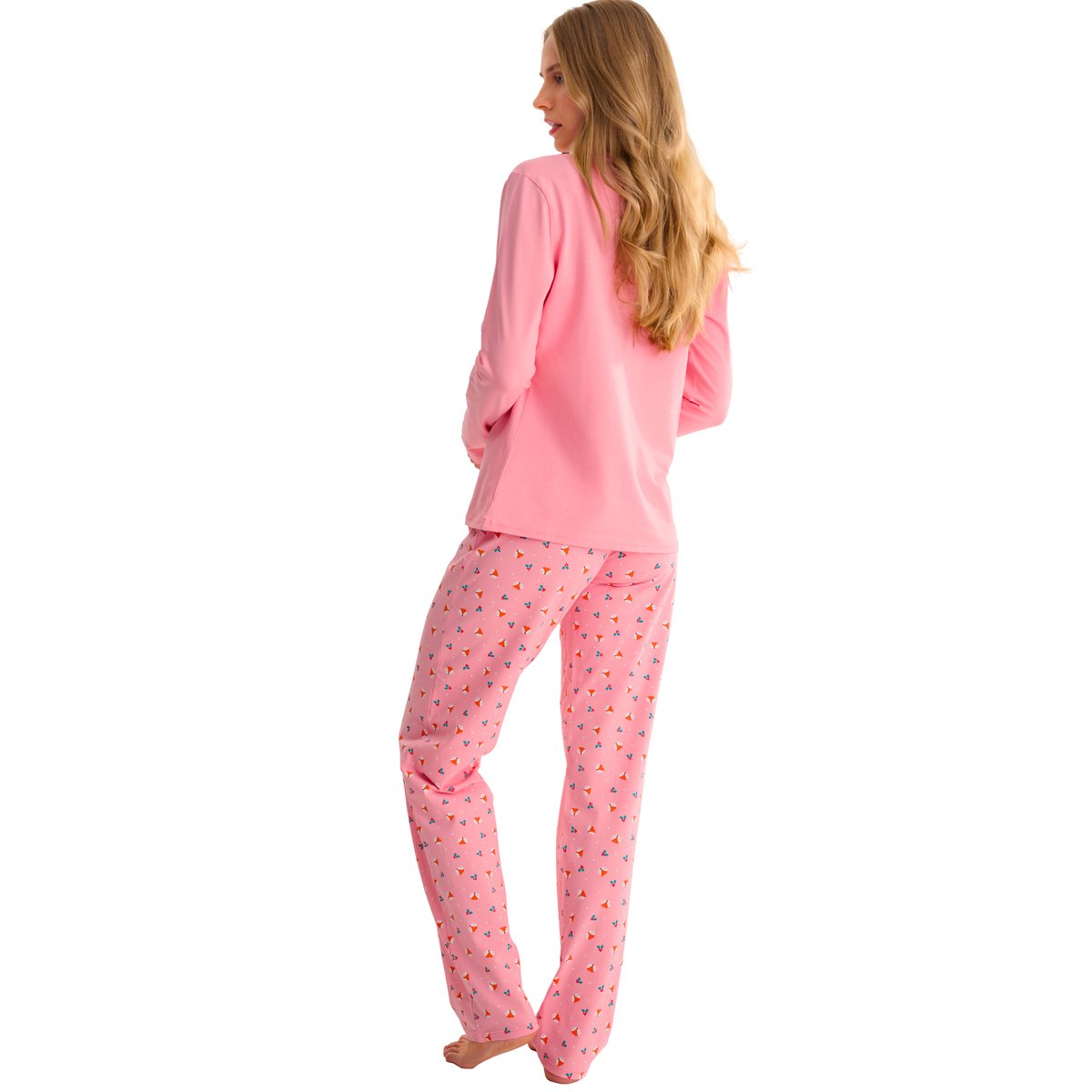 Pyjama pantalon droit top M.longues FOXY rose, LISCA