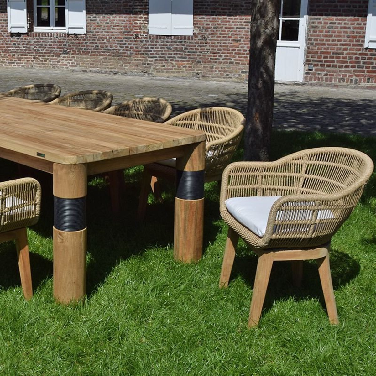 Table en teck recyclé 240 cm - GALACTUS naturel, GECKO JARDIN