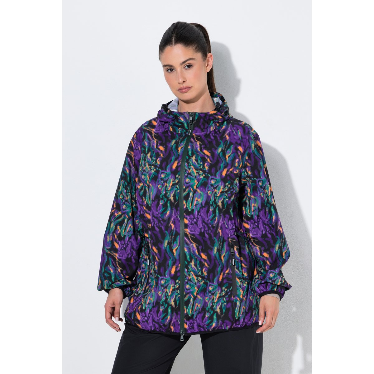 Veste de pluie motif floral noir, ULLA POPKEN