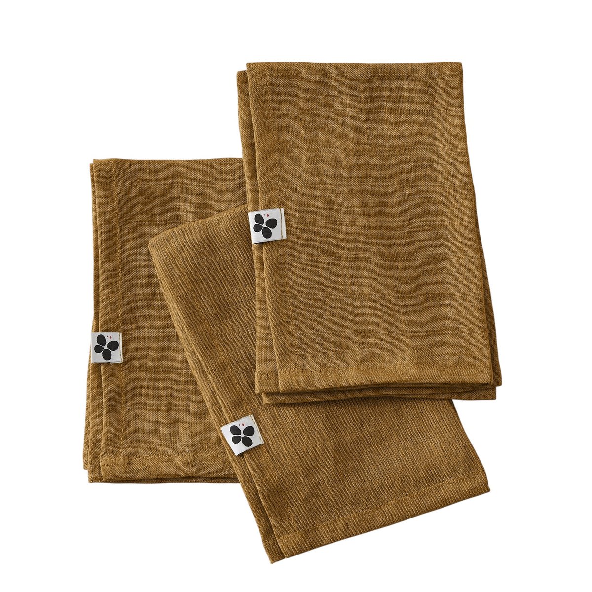 3 Serviettes de table en lin Soline caramel, EDEN