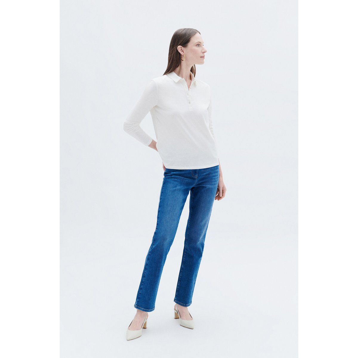 T-shirt droit col polo en coton TIRUS ivoire, CAROLL