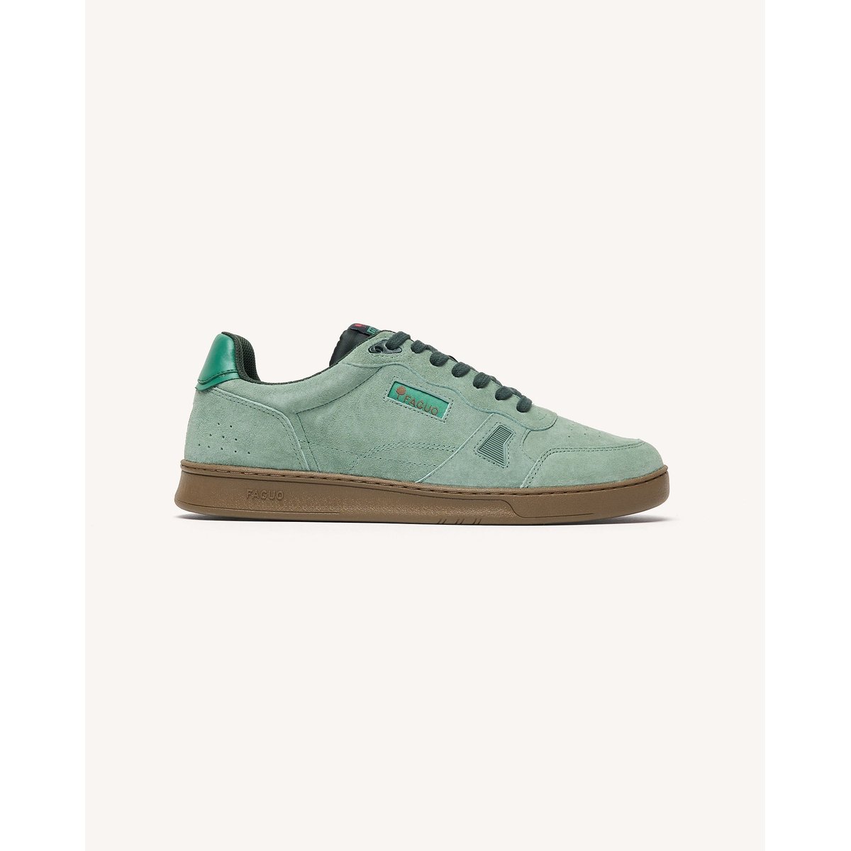 Baskets basses en cuir nubuck vert clair, FAGUO