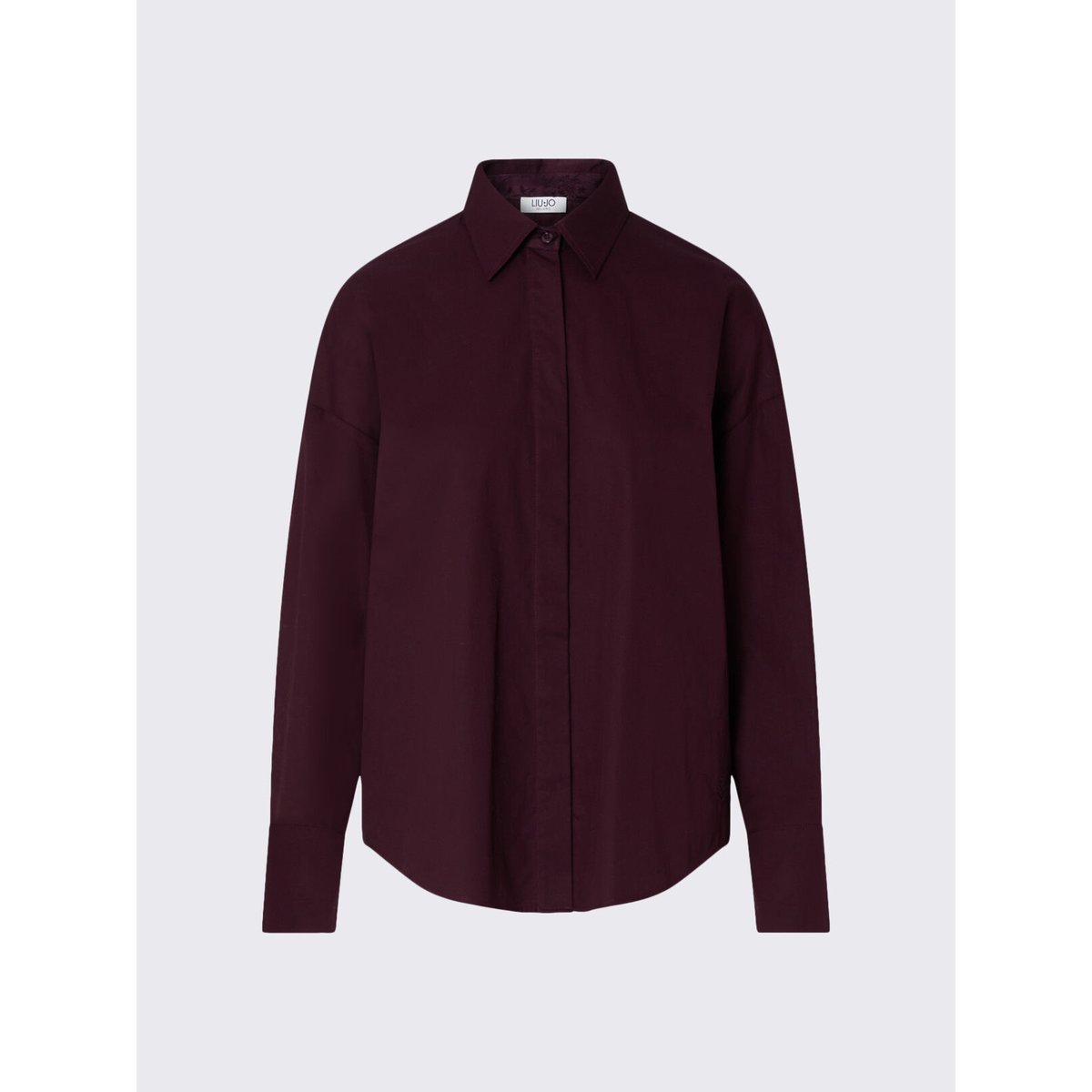 Chemise avec insert en satin jacquard aubergine, LIU JO
