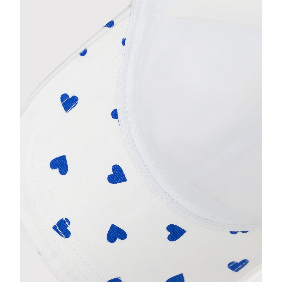 Casquette enfant en serge imprimé cœurs blanc/bleu, PETIT BATEAU