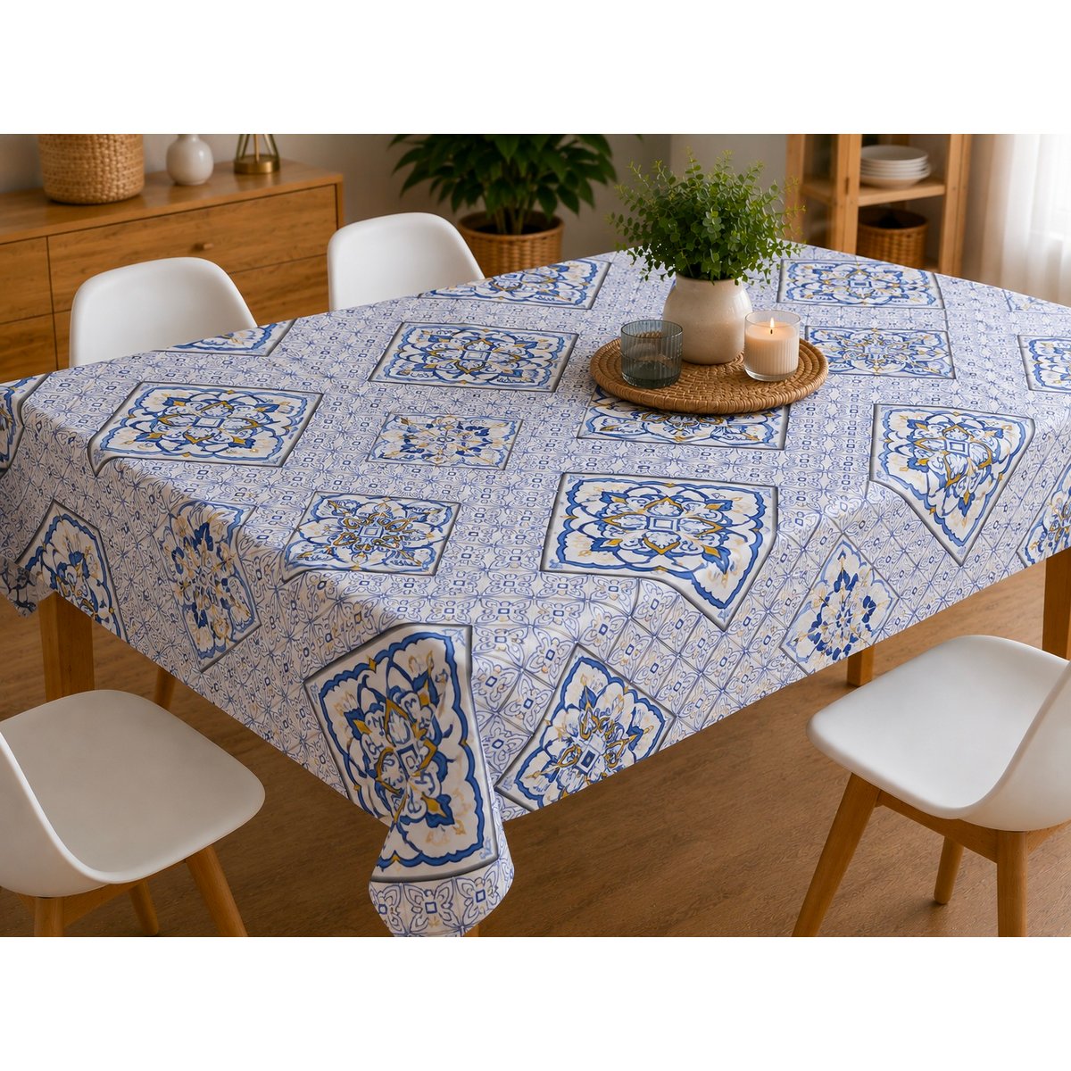 Nappe Toile cirée au mètre Malaga bleu bleu, EDEN