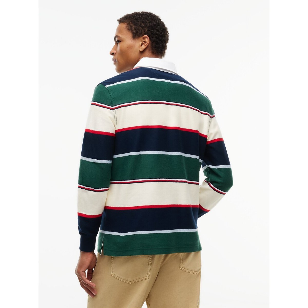 Polo manches longues, coupe relaxed rayé vert, TOMMY JEANS