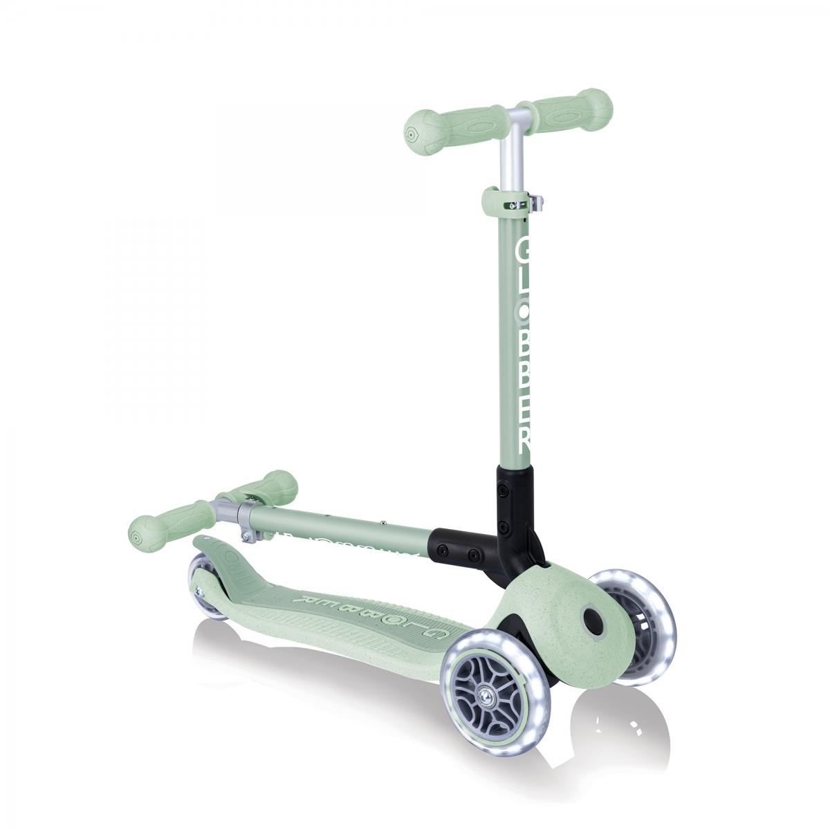 Trottinette 3 roues JUNIOR FOLDABLE LIGHTS ECO vert pistache, GLOBBER