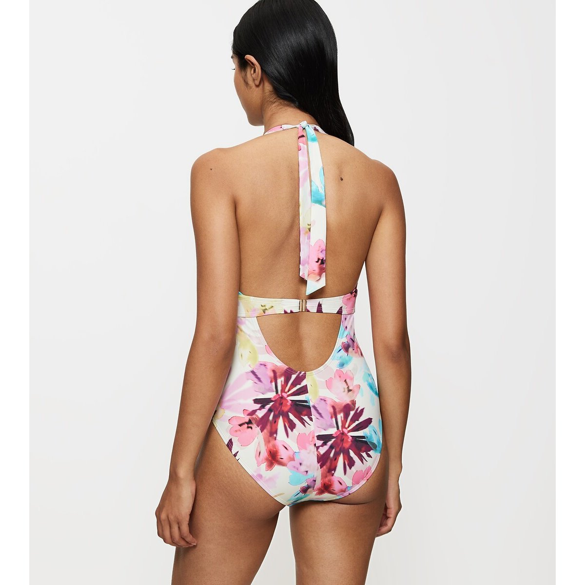 Summer Fleur Plunge Swimsuit white floral print, TRIUMPH