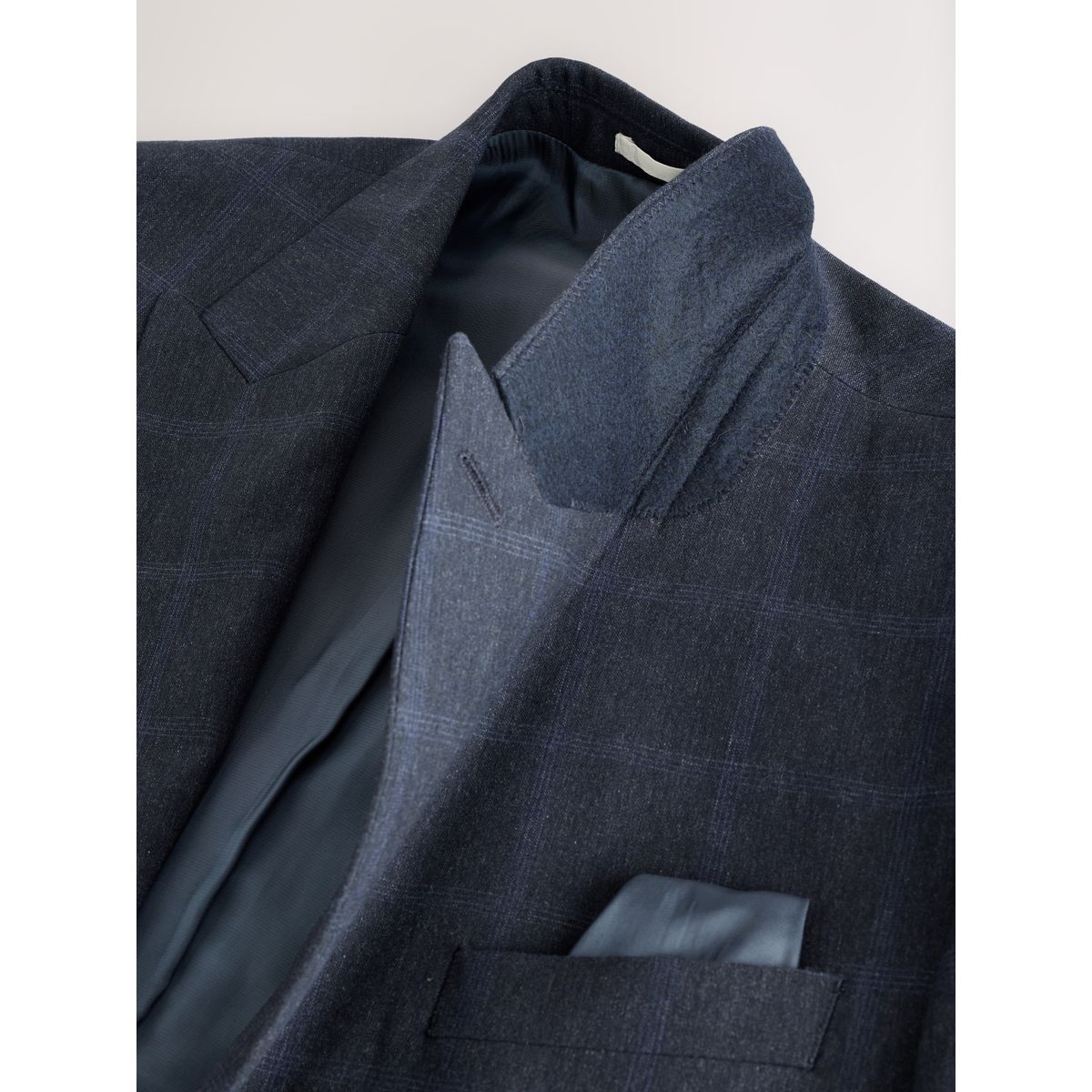 Veste de costume standard en coton à carreaux bleu marine, NEXT