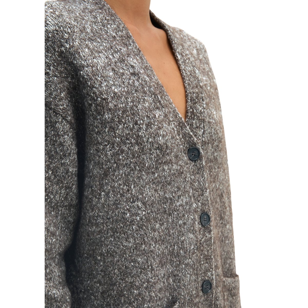 Cardigan long et ample en un mélange douillet de coton bio et de laine d'alpaga marron fonce, MARC O'POLO