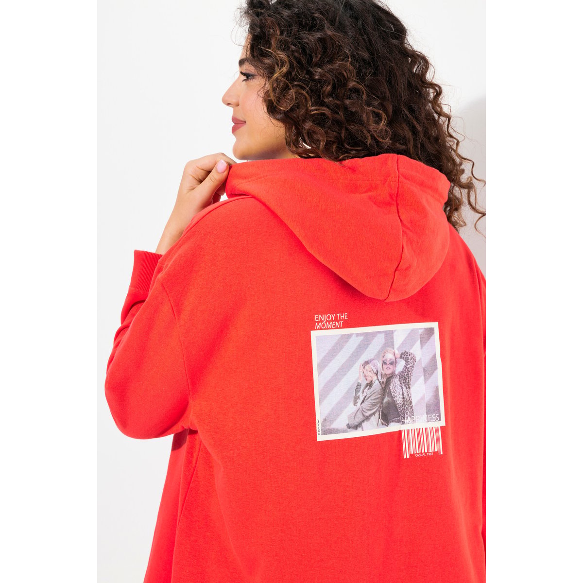 Sweat-shirt à capuche oversized rouge hibiscus, ULLA POPKEN