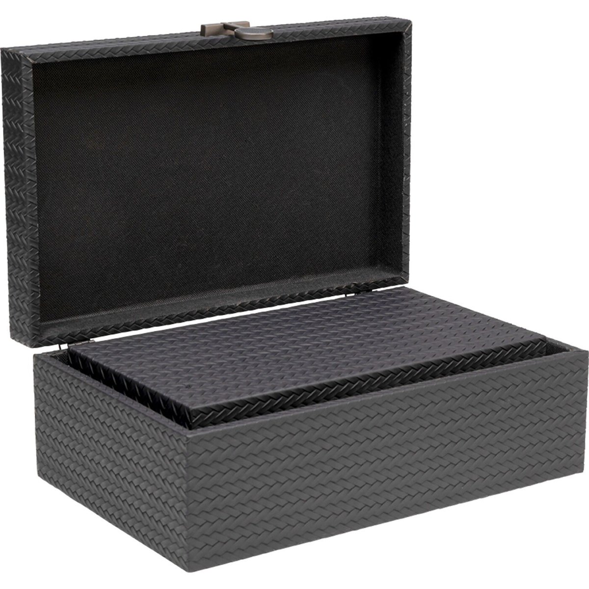 Lot de 2 boîtes en simili tressé, KEY noir, KARE DESIGN